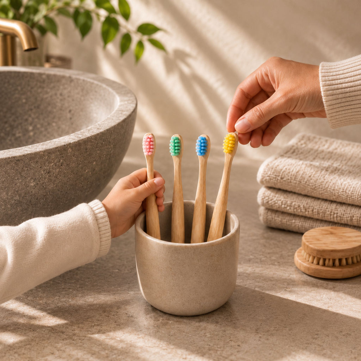 LittleSmiles - Natural Bamboo Kids Toothbrushes 4-Pack