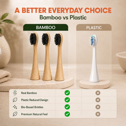 Natural Bamboo Electric Toothbrush Heads - 3 Pack