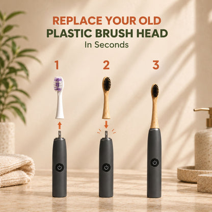 Natural Bamboo Electric Toothbrush Heads - 3 Pack