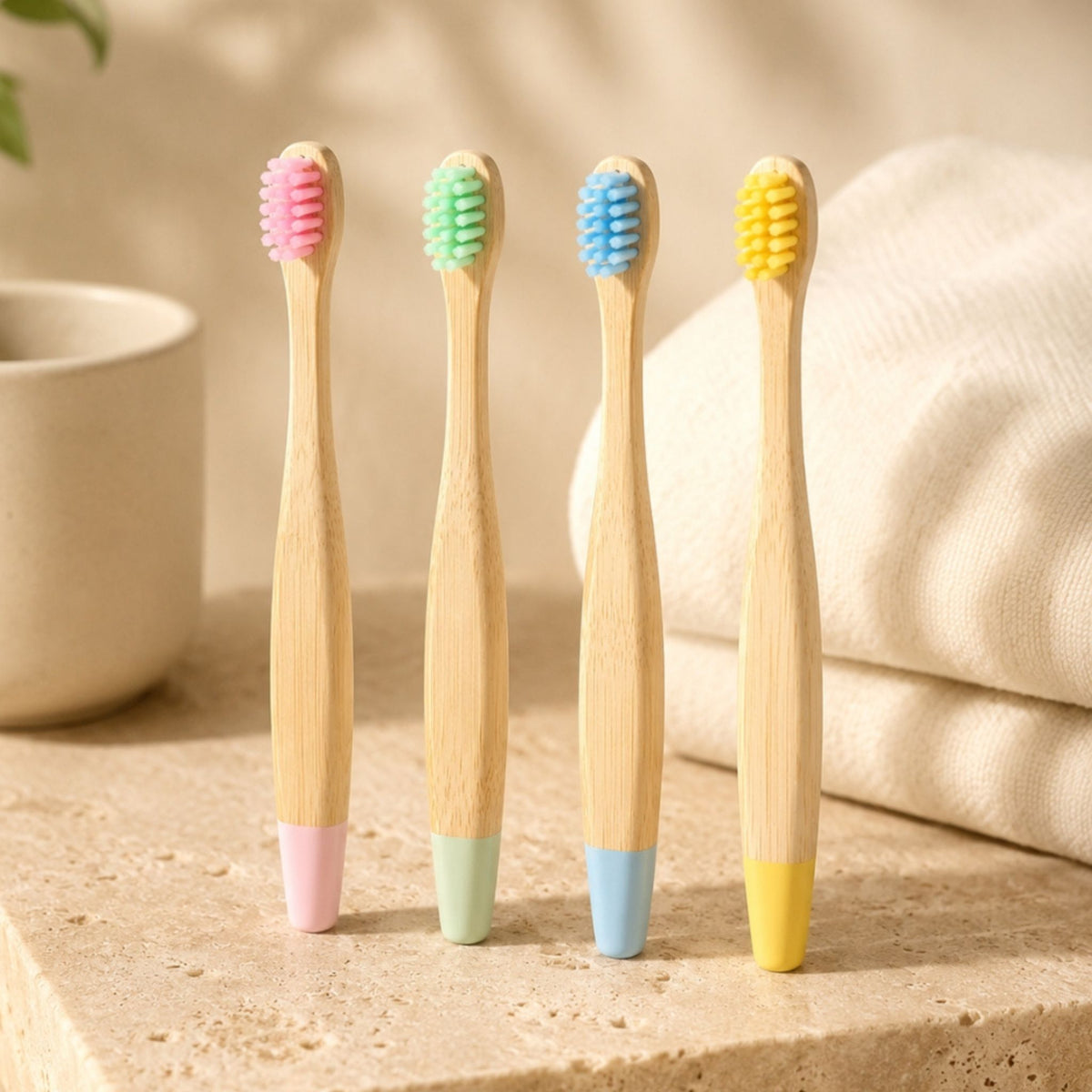 LittleSmiles - Natural Bamboo Kids Toothbrushes 4-Pack