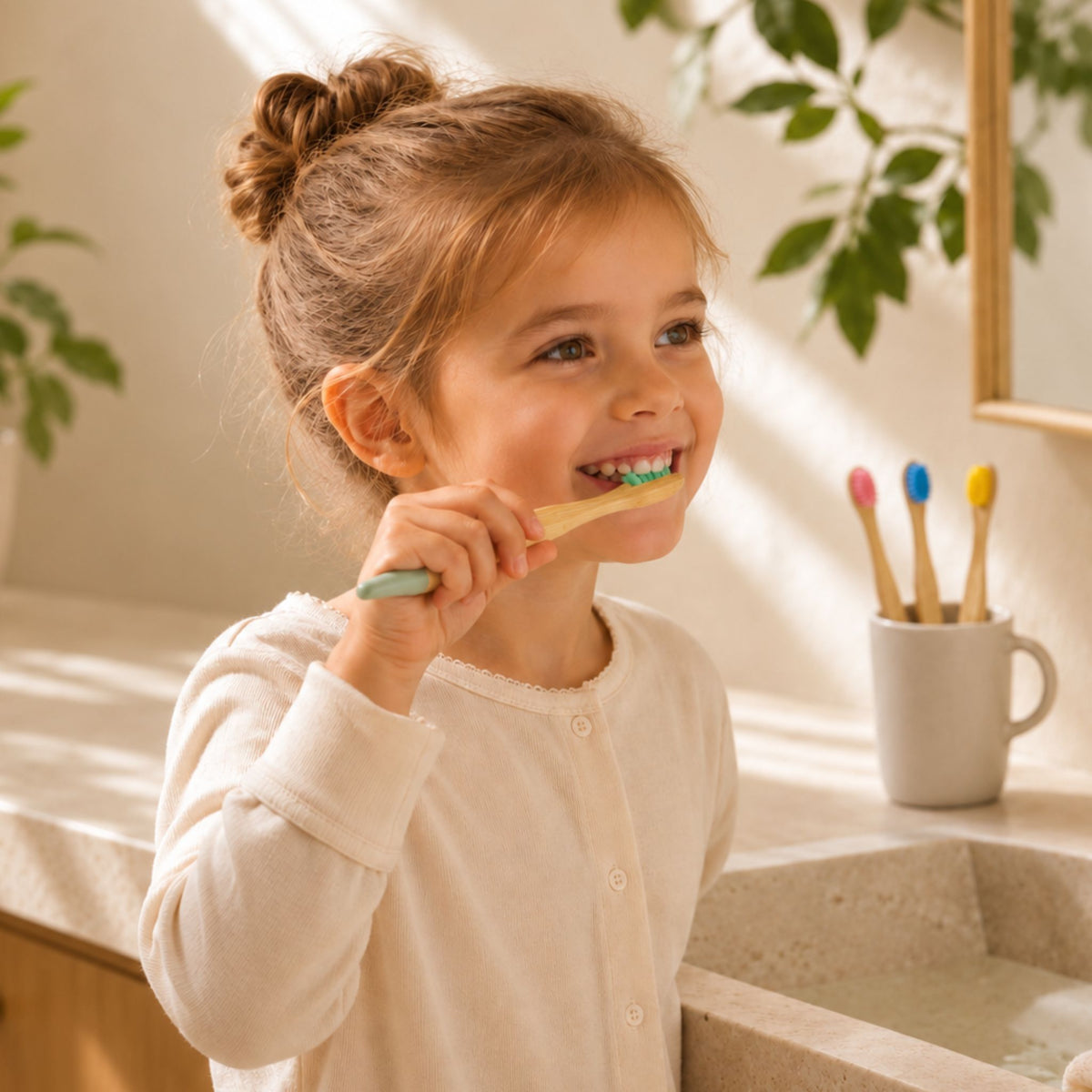 LittleSmiles - Natural Bamboo Kids Toothbrushes 4-Pack
