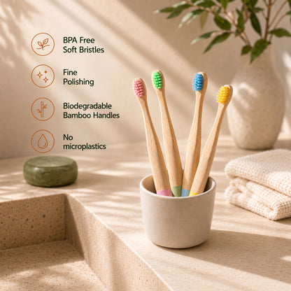 LittleSmiles - Natural Bamboo Kids Toothbrushes 4-Pack