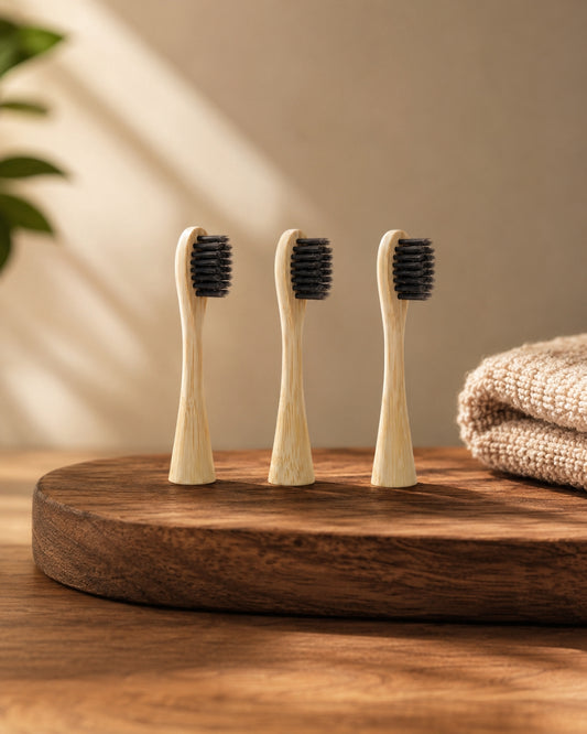Natural Bamboo Electric Toothbrush Heads - 3 Pack