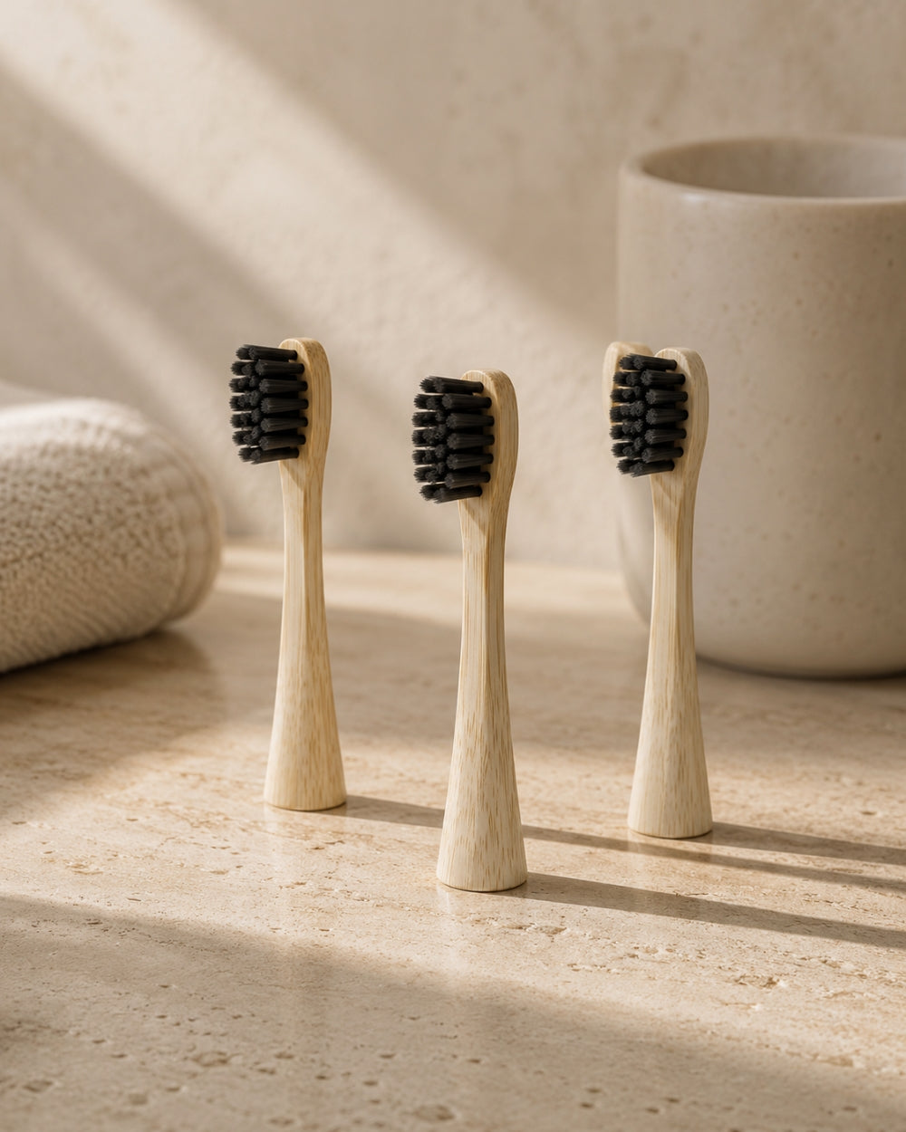 Natural Bamboo Electric Toothbrush Heads - 3 Pack