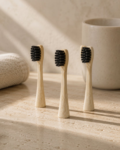 Natural Bamboo Electric Toothbrush Heads - 3 Pack